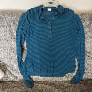 Old Navy Blue and Gray Striped Pullover
